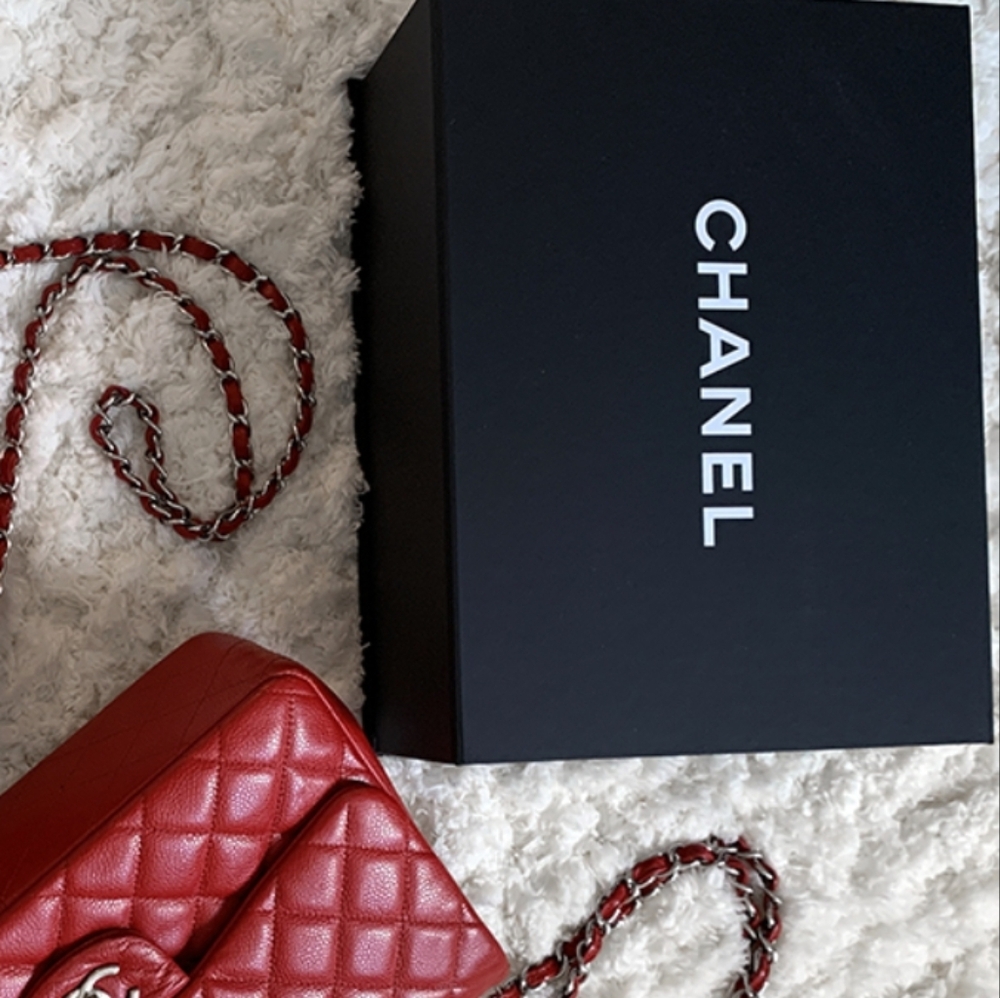 CHANEL Jumbo classic flap bag Valentine's Red RARE